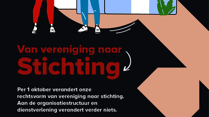 Een beeld van de advertentie die is geplaatst om de omzetting van vereniging naar stichting bekend te maken.